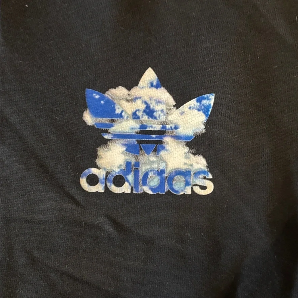 adidas Black Hoodie with Blue graphic, size small